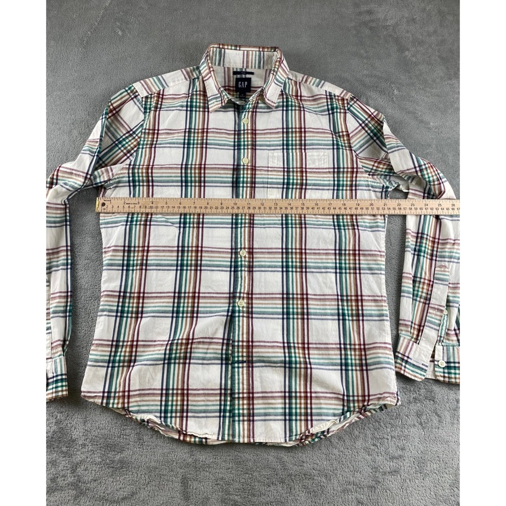 GAP Men Slim Fit Plaid Button Down Shirt Long Sleeve Casual Size M - Picture 5 of 10